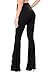COCOLEGGINGS Women's Eyelet Strappy Bandage Bell Bottoms Flared Pants Black L