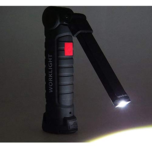 2PC Rechargeable COB LED Magnetic Flashlight & Work Light-Folding Torch with Magnetic Stand for Car Repairing, Workshop, Garage, Camping, Emergency Lighting (2PC 11 x 3.6cm)