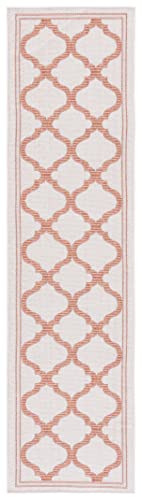 SAFAVIEH Washable Rug Outdoor Bermuda Collection - 2' x 8' Runner, Ivory & Rust…