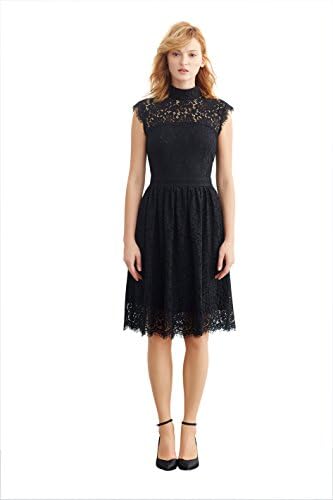Simple Retro Women's Cocktail Dress Vintage Floral Lace Sleeveless Elegant Formal Swing Dress