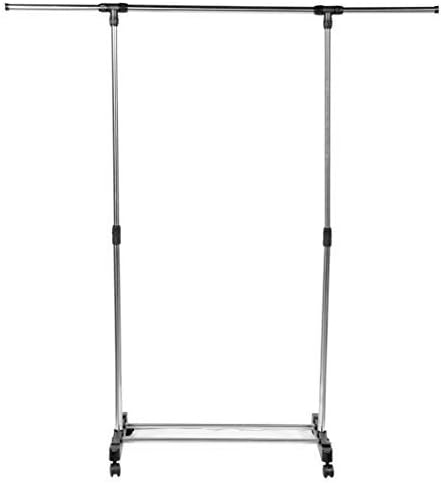 Haneez® Single Pole Clothes Rack for Drying, Hanging, Displaying for Home & Shop, Stainless Steel with Wheels and Adjustable Height.
