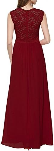 True Meaning Elegant Women's Casual Deep- V Neck Sleeveless Vintage Maxi Black Dress (X-Large, Red)