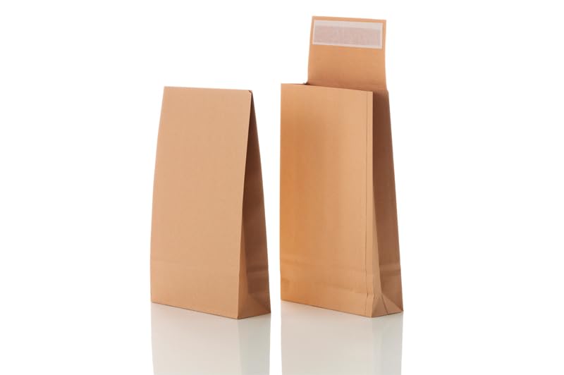 Bong Folding Envelopes B5 (Pack of 250), Peel and Seal Folded Envelopes with Block Base and Gusset, Brown Kraft Paper, 250 x 176 x 30 mm, 110 g/m²
