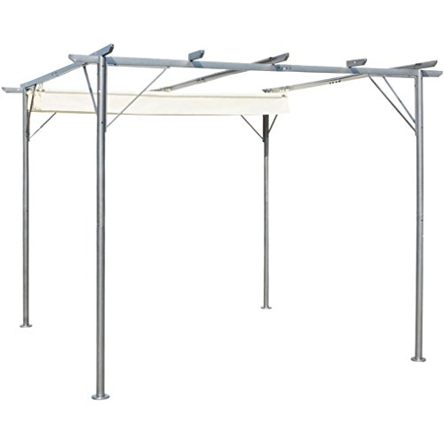 K&A company Pergola with Retractable Roof Cream White Steel 9.8’x9.8′