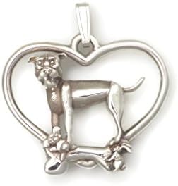 Sterling Silver Pit Bull Necklace, Silver Pit Bull Terrier Pendant fr Donna Pizarro's Animal Whimsey Collection