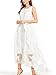 Persun Women's White Floral Print Gauze Panel Multi Layer Sleeveless Hi-lo Dress, White, X-Large