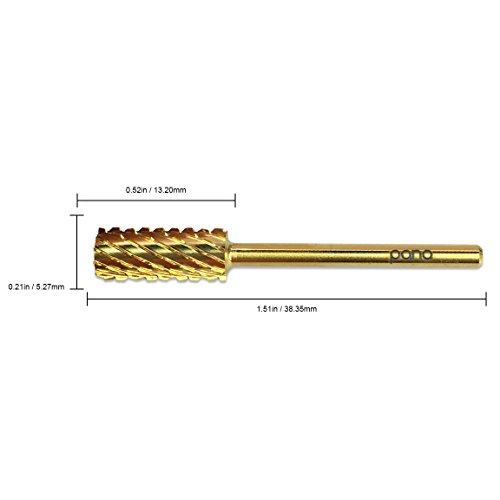 Pana 3/32" Safety Nail Carbide Bit - Gold Small Barrel Head (Grit: Triple Extra Coarse - 3XC) for Electric Dremel Drill Machine
