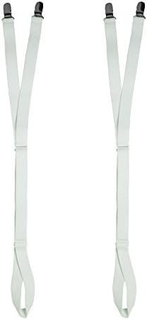 White Shirt Stays – Stirrup/Loop Style (2-Pack, 1-Pair) Elastic Adjustable Shirt Keepers