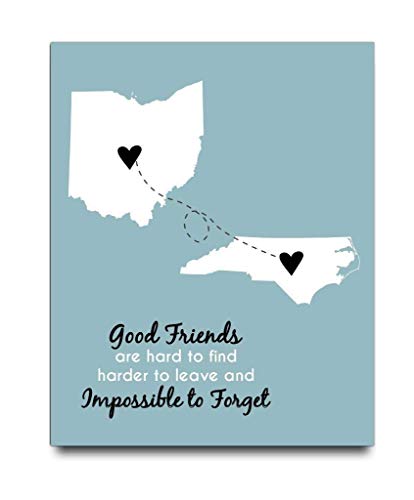 Going Away Paper Art Print | Long Distance Map Gift | Unique Friend Gift | Personalized Going Away | Best Friend Gift | Best Friend Long Distance Map | Graduation Gift for Friend | BFF Gift - Thumbnail 6