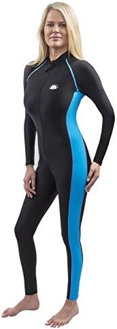 Women Full Body Swimsuit Stinger Suit Dive Skin UV Protection Black Blue