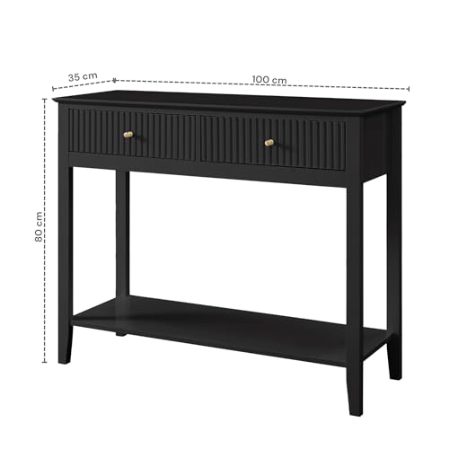 ALTALIA DECO HOME Credenza Recibidor - Mueble Recibidor Moderno de Madera Color Vintage Consola Mesa de Entrada con Particiones Dobles Ideal para Recibidor de Entrada, Sala Comedor Mueble TV (Negro)