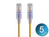 Monoprice Cat6A Ethernet Patch Cable - 3 feet - Yellow | Snagless RJ45 550Mhz UTP Pure Bare Copper Wire 10G 30AWG 5-Pack - SlimRun Series