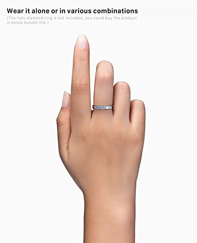 FCINOS 5 Stones Half Eternity Ring for Women, S925 Moissanite Stackable Engagement Ring, Promise Wedding Bands Sterling Silver Ring, Clarity Unisex Diamond Simulated Anniversary Rings (7)