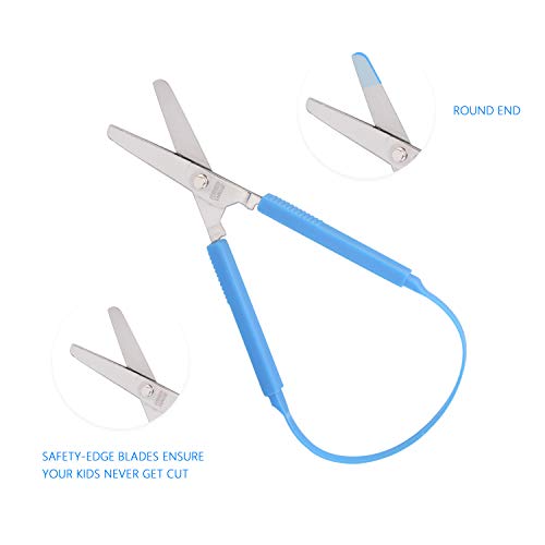 SolarMatrix 2-Pack Loop Scissors for Kids - Easy Grip, Easy Opening, Adapted Scissors for Special Needs, Safety Blade, Round Tip, Recommended by Hundreds of Occupational Therapists [2019 Upgraded]
