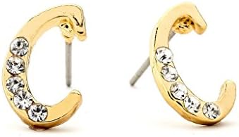 CZ Accent 14-K Gold Filled Initial Earrings Grade AAAAA Cubic Zirconia 14K Gold Filled (GOLD C)