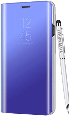Case for Huawei Mate 20 X [Metal Plating Technology], [Luxury Semi-Transparent Mirror] Ultra Slim Lightweight Stand Flip Magnetic Protective Cover for Huawei Mate 20 X, Blue