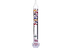 Palais Essentials Galileo Thermometer - Floating Glass Balls Fahrenheit Temperature Indicator - Fun and Decorative (17.5" Inches High, 10 Multi Colored Spheres)