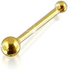 9K Solid Yellow 1.5MM Top Ball 22Gx1/4 (0.6x6mm) Ball End Nose Piercing Jewelry