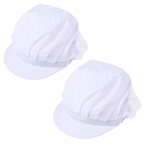 Jahome Women Mesh Industrial Anti-Dust Workshop Hats Kitchen Canteen Food Hat Chef Hair Net (White2 Pcs)