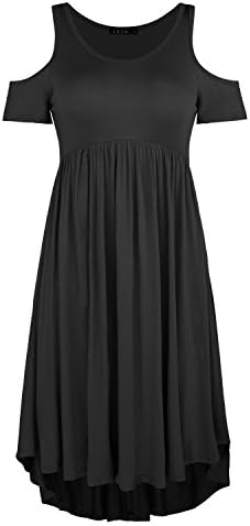 ININ Women's Cold Shoulder Casual T-Shirt Dress With Pockets