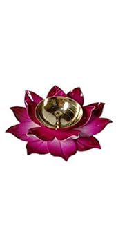 Puja Metal Craft Present Brass Lotus Kamal Diya for Diwali & Aluminium Akhand Diya Jyot Deepak - Diya Stand for Puja Home Temple Purpose
