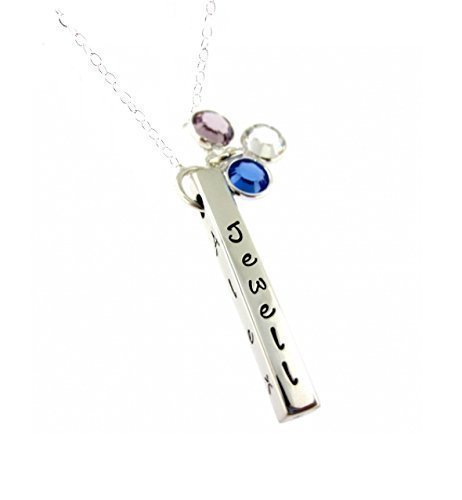 By Hannah Design Solid Sterling Silver BAR Four-Sided Personalized Hand Stamped Necklace - //coolthings.us