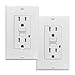 PROCURU 2 Pack - 15A Tamper Resistant GFCI Receptacle Outlet with LED Indicator with Wall Plate and Screws, White - UL Listed (2-Pack)