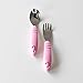 Bumkins Toddler Utensils, Kids Size Fork and Spoon Set, Silicone and Stainless-Steel Training Silverware, Angled Fork / Spork for Self-Feeding, Children Learning to Eat, 18 Mos Up, Hello Kitty Pink
