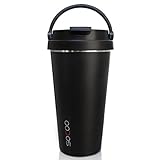 Travel Coffee Mug For Men Woman/Coffee Travel Cup With Lid SOCOO Portable Stainless Steel Insulated Double Walled Reusable BPA Free For Coffee, Tea, Chocolate 16OZ (black)