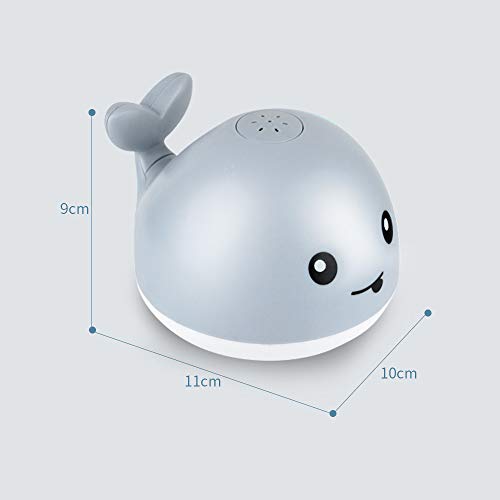Baby Bath Toys for Toddlers Infant, Whale Water Spray Toys for Kids, LED Light Up Bathtub Shower Toys Squirt Toy Sprinkler Bath Toy, Lovely Baby Shines Pool Toy - Gray