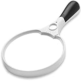 Fancii 5.5 inch Extra Large LED Handheld Magnifying Glass with Light - 2X 4X 10X Lens - Best Jumbo Size Illuminated Reading Magnifier for Books, Newspapers, Maps, Coins, Jewelry, Hobbies & Crafts