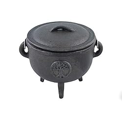 Cast Iron Cauldron with Lid and Carry Handle for