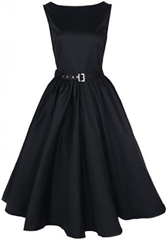 Season Dressing Classic 1950's Audrey Hepburn Boat Neck Swing Retro Vintage Dress