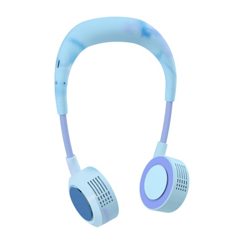 KooBinKoo Portable Neck Fan, Hand-Free Fan, 5 Speeds, Foldable, Twistable, Lightweight, Rapid Cooling, Fashion, Quiet, Rechargeable, Summer Gift (Fluid Ice Blue)