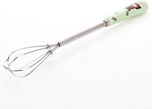 Whisk Egg Beater Ceramic Handle Stainless Steel Balloon Cute Durable Foam Maker (Pola Green)
