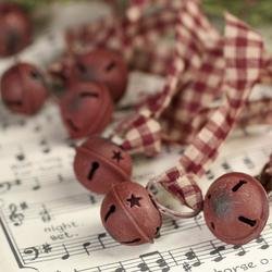 Rustic Red Bells with Plaid Ribbon Garland (2 in Set)