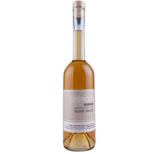 Nehrbaß - “Alter Weinbrand” im Holzfass gereift 0,5 Liter - Premium Edelbrand 38% Vol. - Schnaps aus Deutschland