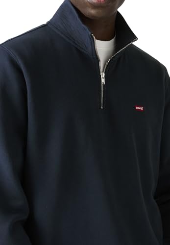 Sudadera Original para Hombre con Cremallera 1/4, Azul Marino, L