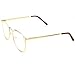 PenSee Oversized Circle Metal Eyeglasses Frame Inspired Horned Rim Clear Lens Glasses (Gold)