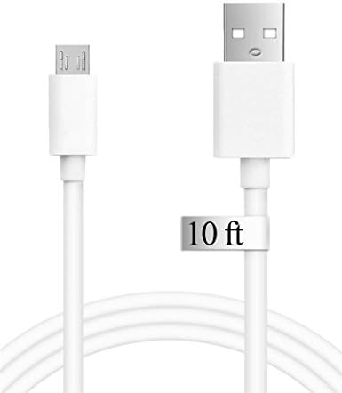 WOASER 10ft Micro Usb Cable Long Android Charger Cord, Durable USB 2.0 Cable, High Speed Rugged for Security Systems Accessories/Cameras and other Devices - White