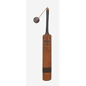Deco 79 60639 Stained Pine Wood Cricket Bat Wall Decor, Brown/Black