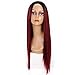 MISSQUEEN Ombre Color Cosplay Wigs Wine Red Long Straight Wig Synthetic Heat Resistant Straight Wigs for Women