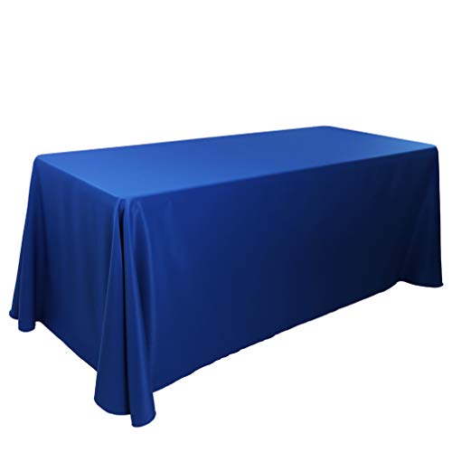 Waysle 90 x 156-Inch Oblong Tablecloth, 100% Polyester Washable Table Cloth with Round Corner for 8Ft. Rectangle Table, Royal Blue