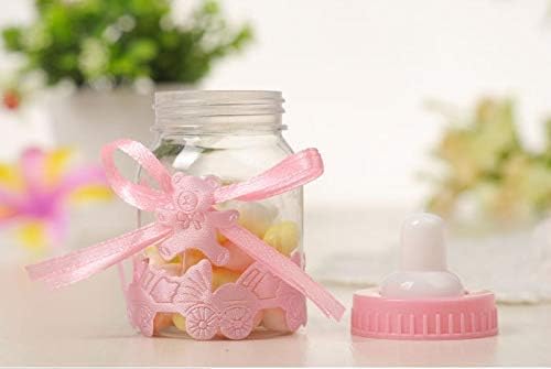 Wifehelper 24Pcs Fillable Bottles Food Grade Plastic Sweet Candy Chocolates Box Gift for Baby Shower Birthday Party Wedding Decorations(Pink)
