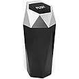 Car Trash Can with Lid, Mini Plastics Portable Auto Garbage Can, Small Leakproof Diamond Design Trash Dustbin, Waterproof Vehicle Rubbish Bins for Automotive Car, Home, Office (Silver,1)