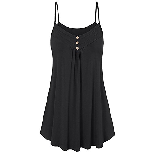 Poptem Womens V Neck Flowy Tunic Tank Tops Sleeveless Camisole Plain Shirts Cami Blouse