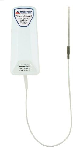 MadgeTech Therm-A-Lert-P-30 Data Logger with NIST Certificate, Temperature Monitoring and Alarming System with Wireless 2-Way Communication, External Probe with 30ml Glycol Bottle measures -50°C to +80°C Temperature Range, 0.01 °C Resolution, +/- 0.1 °C Accuracy