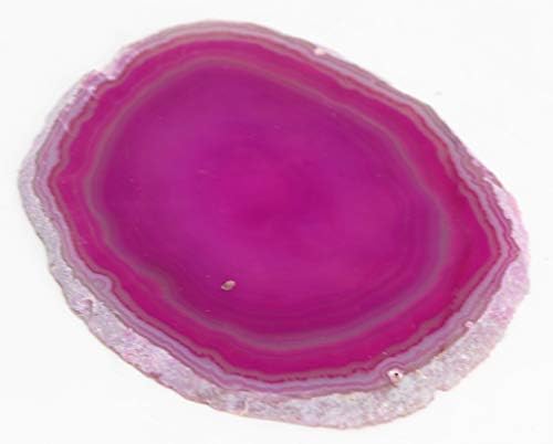 Agate - Slice from a Geode - Semi Precious Stone from Brazil - Measures Approx. : Weight 150 g/Diameter: 10 cm - Colour: Rose/Pink