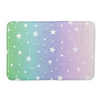 Aomsnet Rainbow of Stars Pastell Colour Tone Unicorn no3y Bathroom Decor Mat, Shower Rug Mat Water Absorbent Fast Drying Kitchen, Bedroom, Spa Tub.24 L X 16" W Inches with Non Slip Backing Bath Mat.