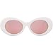 SOJOS Clout Goggles Oval Mod Retro Vintage Kurt Cobain Inspired Sunglasses Round Lens SJ2039 with White Frame/Pink Mirrored Lens